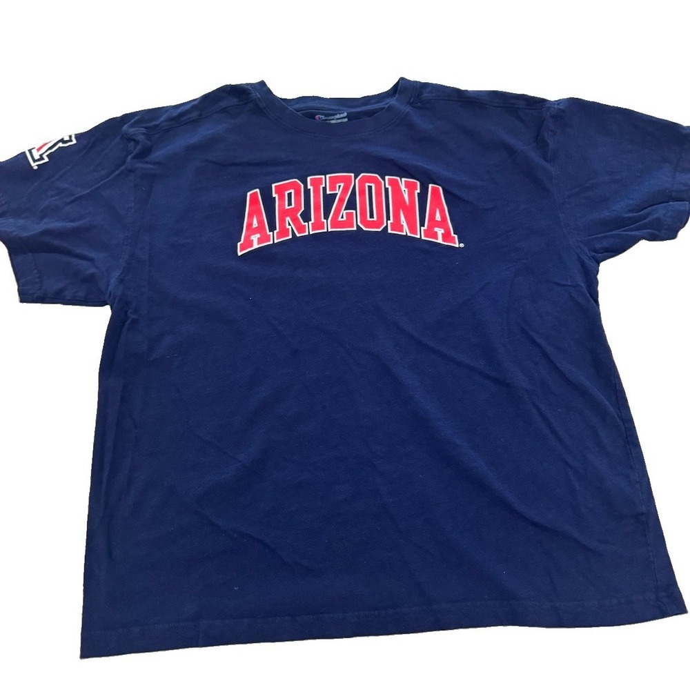 Champion Arizona Wildcats T-Shirt Mens 2XL Navy Red Arch Logo Sleeve A
